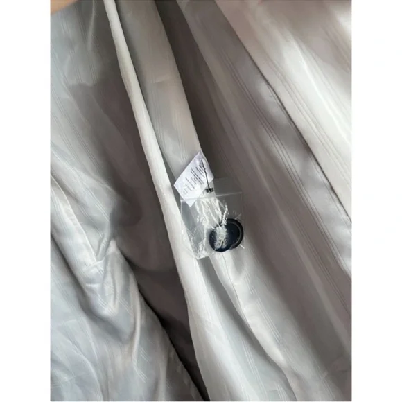 Talbots Blue White Striped Belted Trench Coat Jacket Lined Cotton - Large - Picture 6 of 10